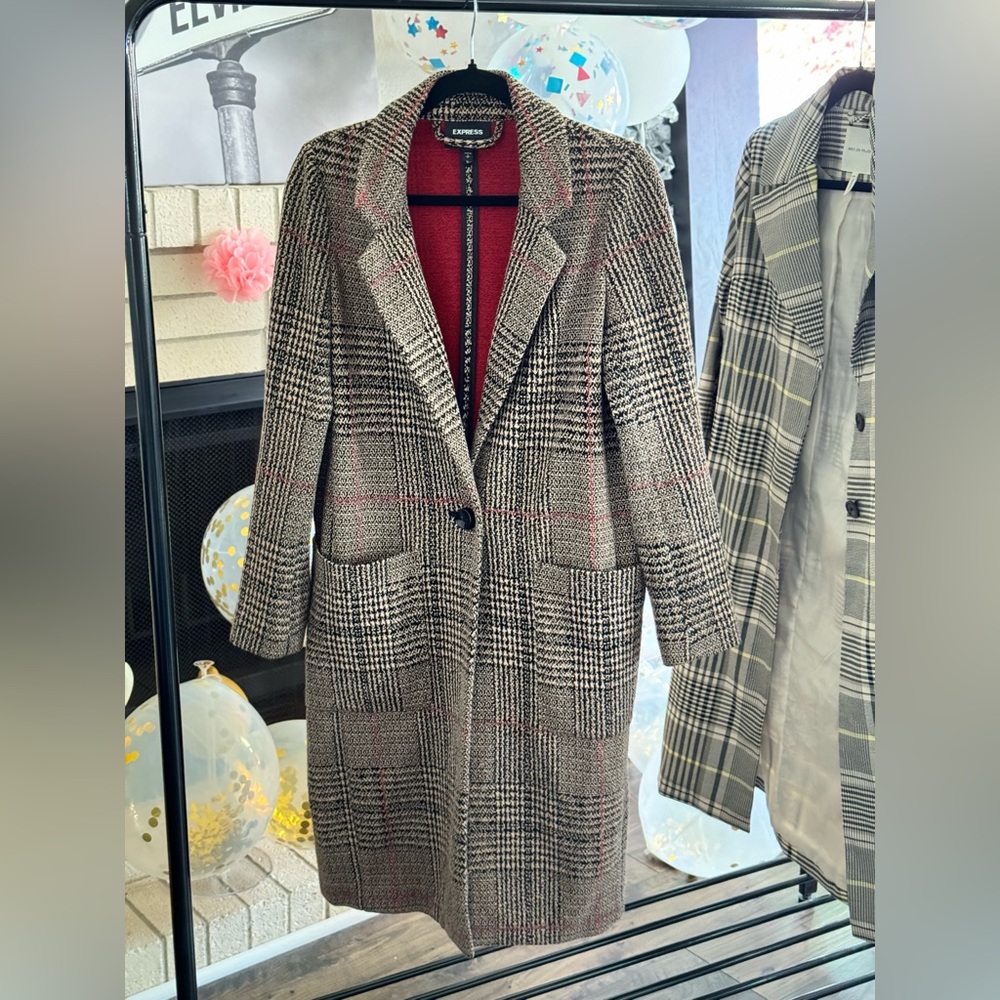 Express Plaid Knit Coat size S